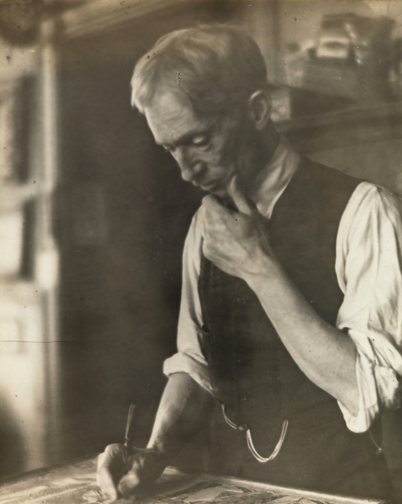 Anonymous, Charles Prendergast in studio, ca. 1919. Black and white photograph, 10 x 8 in. illiams College Museum of Art, Prendergast Archive and Study Center, Gift of Mrs. Charles Prendergast. (A.1.89)
