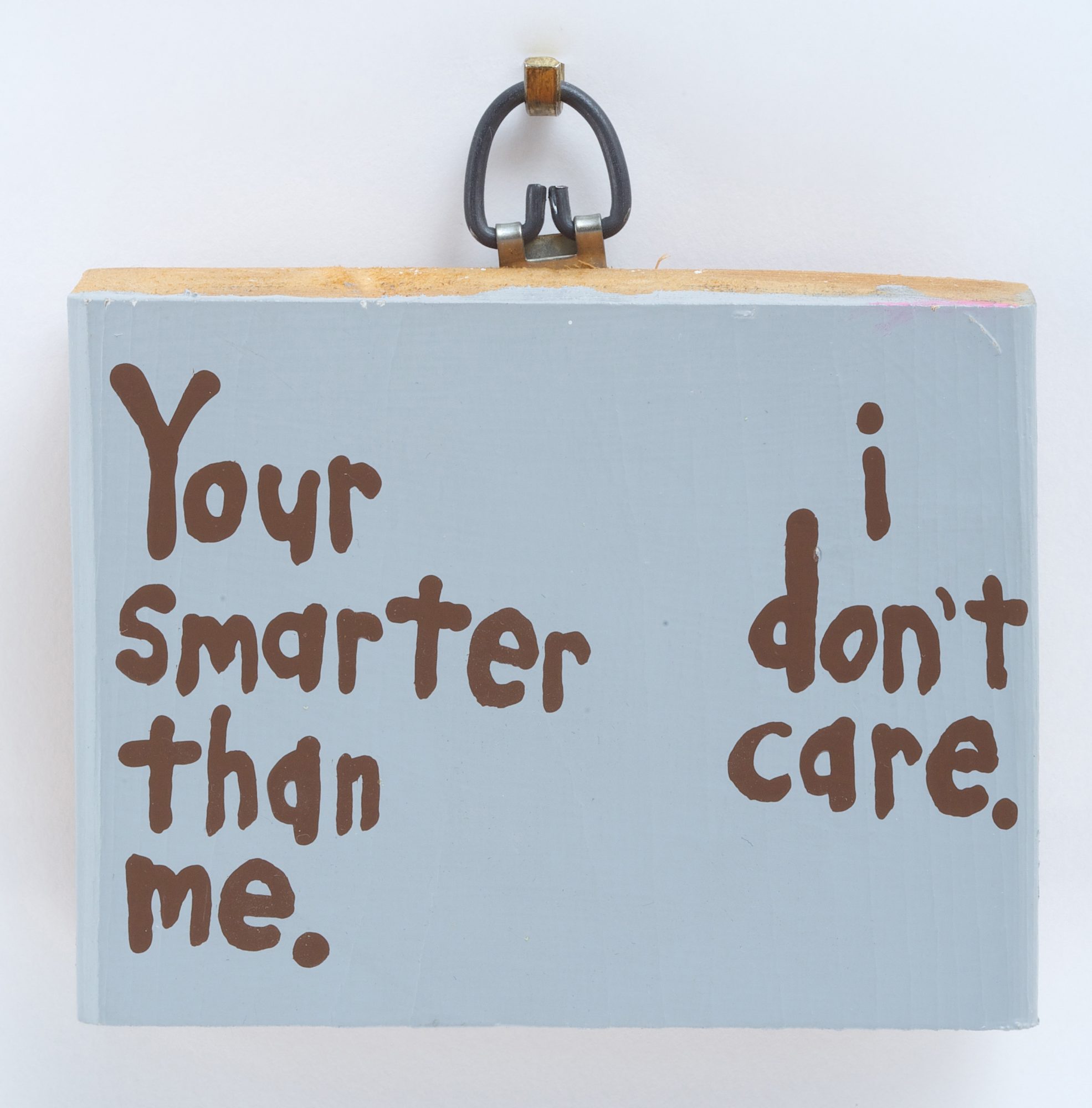 Cary S. Leibowitz (American, b. 1963) Your smarter than me. i don’t care., 1994. Latex on wood. Gift of Peter Norton.
Cary S. Leibowitz (American, b. 1963) Your smarter than me. i don’t care
