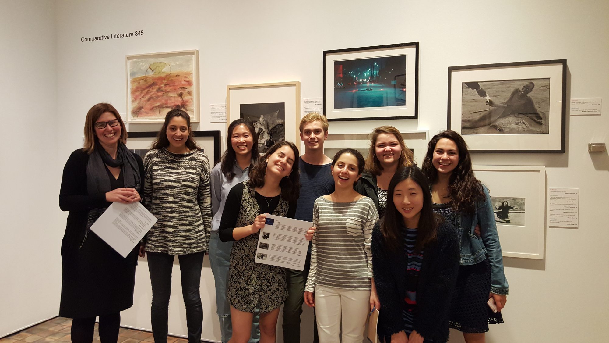 COMP 345 class in Object Lab with student labels, spring 2016. Photo of a class in Object Lab.