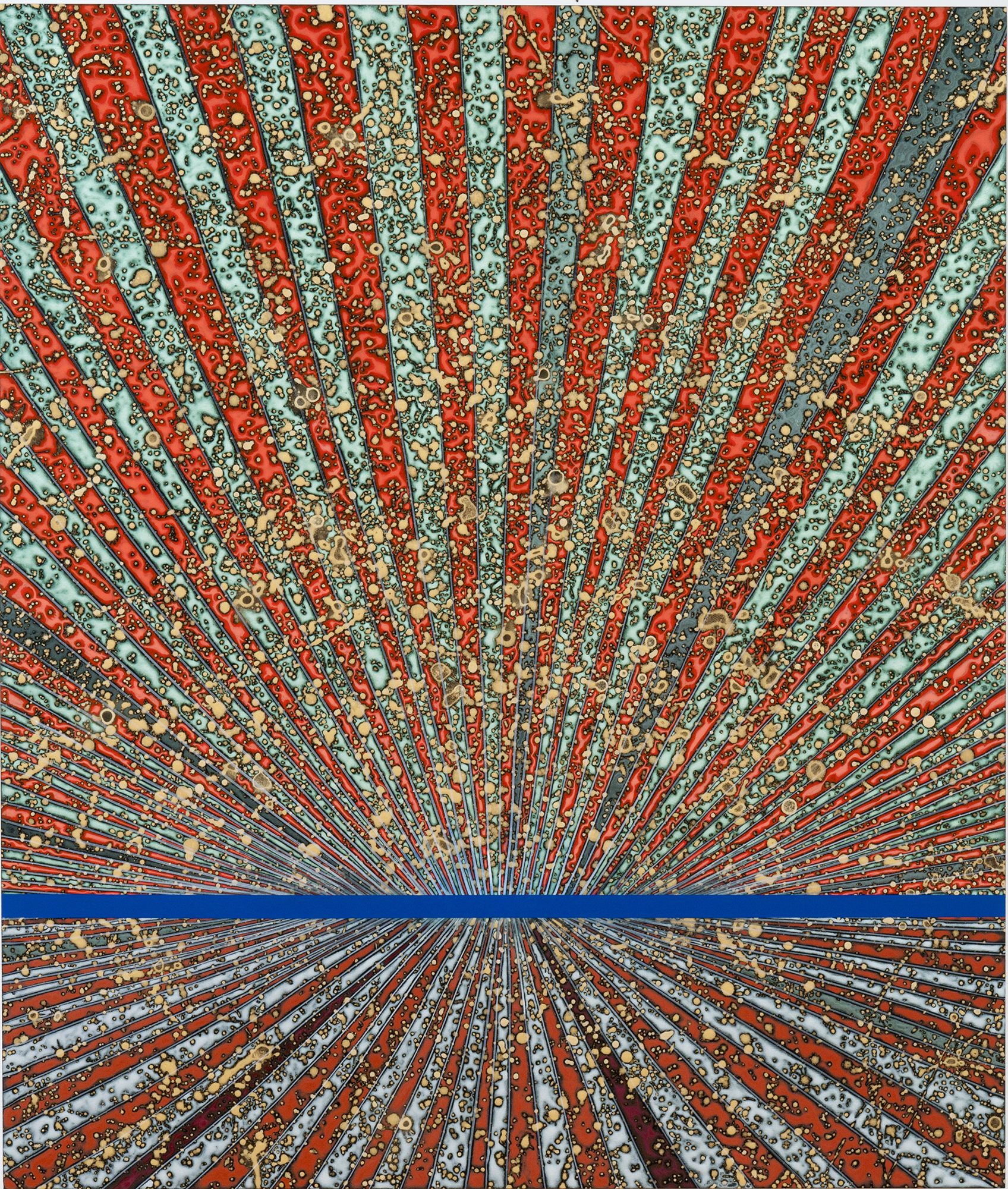 Barbara Takenaga (American, b. 1949) Tadanori (blue line), 2010. Acrylic on wood panel, 42 x 36 in. Courtesy of DC Moore Gallery, New York