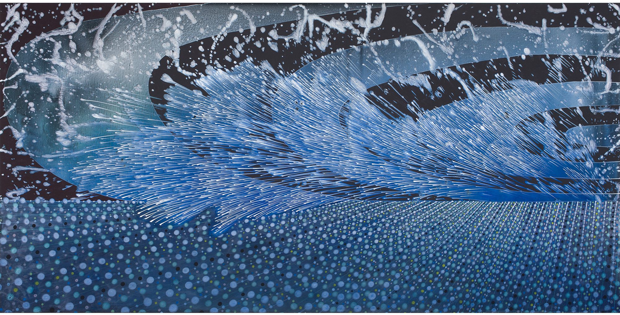 Barbara Takenaga (American, b. 1949) Two Waves, 2013. Acrylic on linen, 36 x 72 in. Private collection