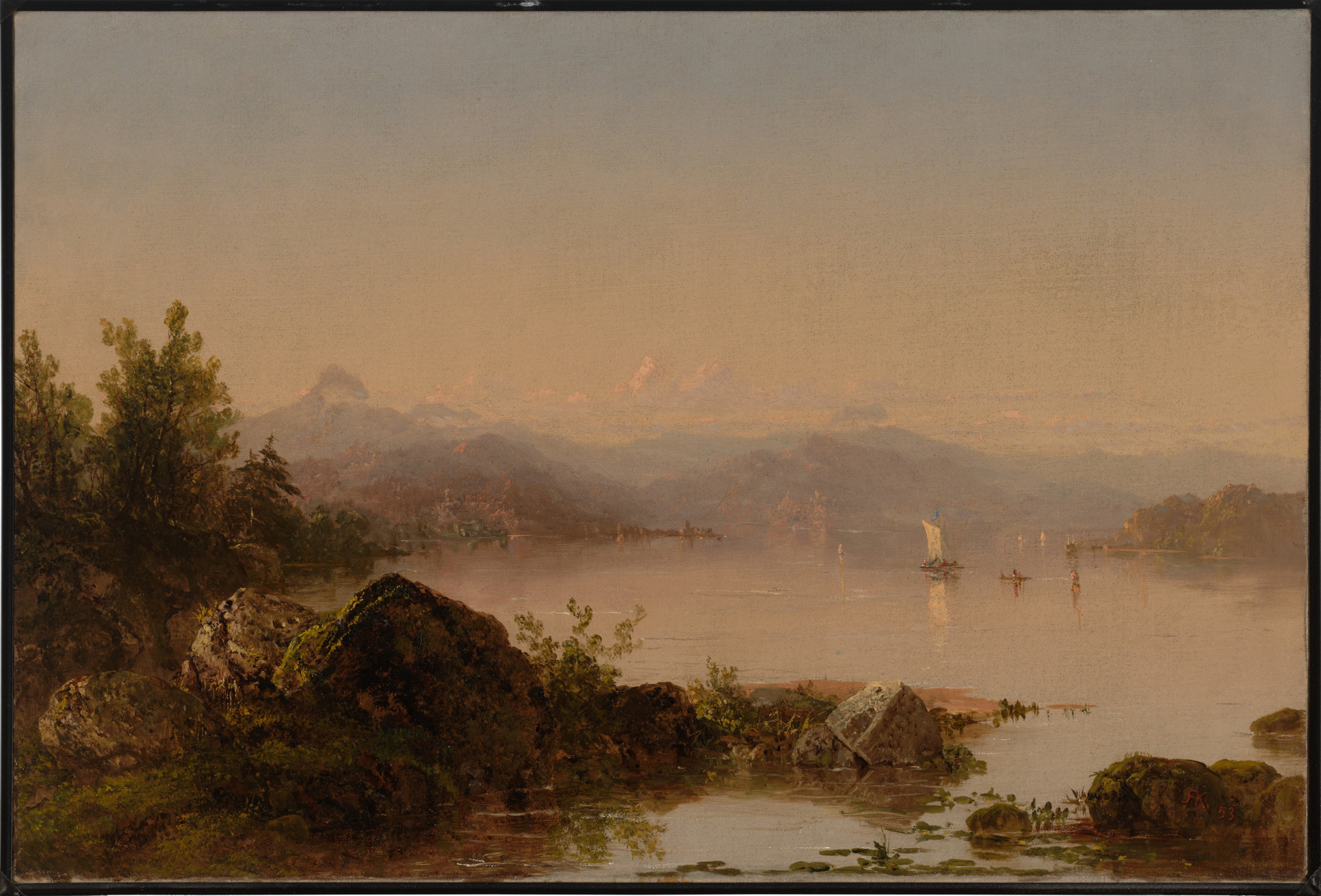 John Frederick Kensett, (American, 1816–1872), Lake George, 1853, oil on canvas. Gift of Mrs. John W. Field in memory of her husband.