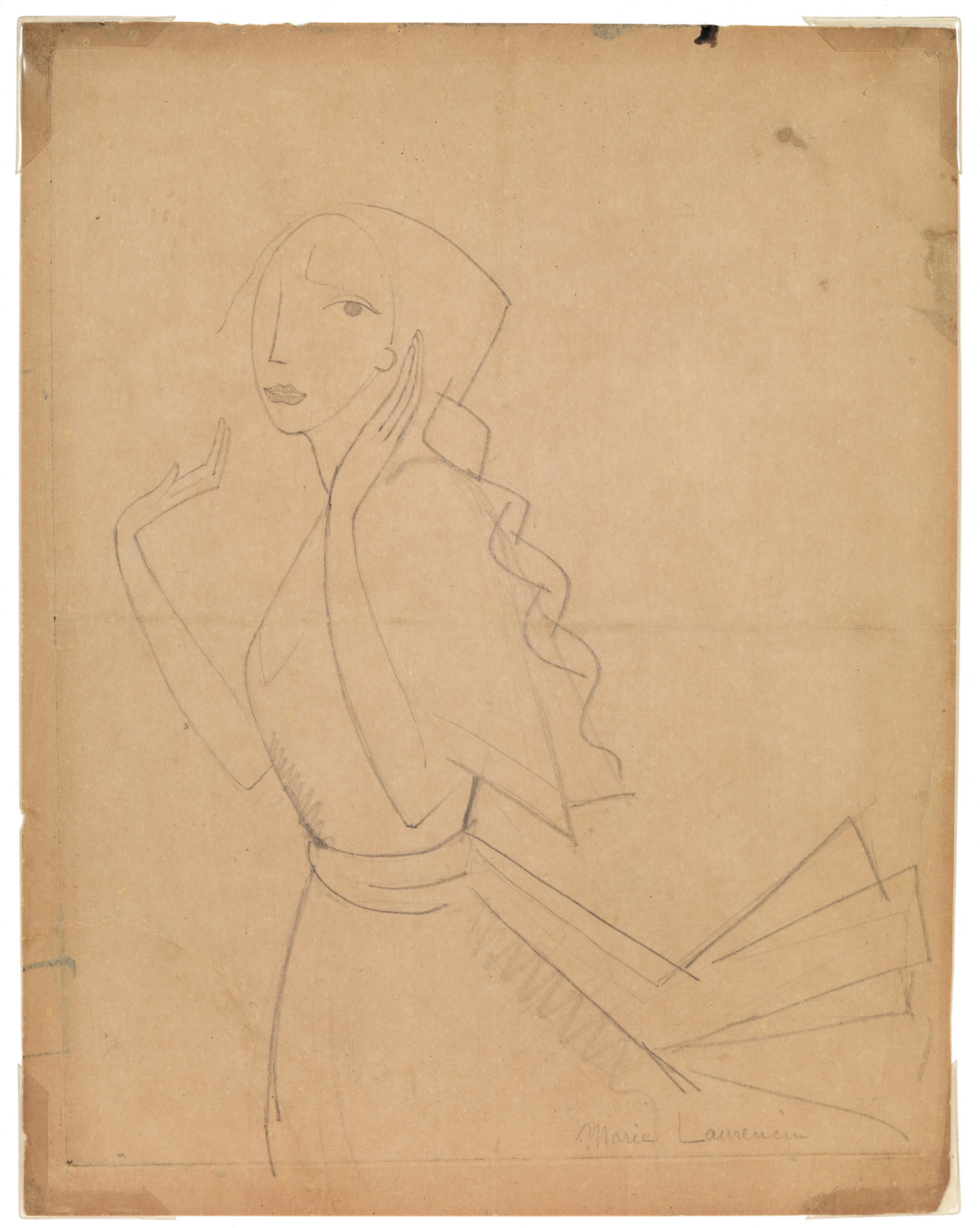 Marie Laurencin (French, 1885–1956) Étude Pour L'eau-Forte La Romance (Study for the Etching Romance), 1912. Pencil on paper, 9 1/2 x 7 3/8 in. Gift of Madeleine P. and Harvey R. Plonsker, Class of 1961, M.2015.25.6