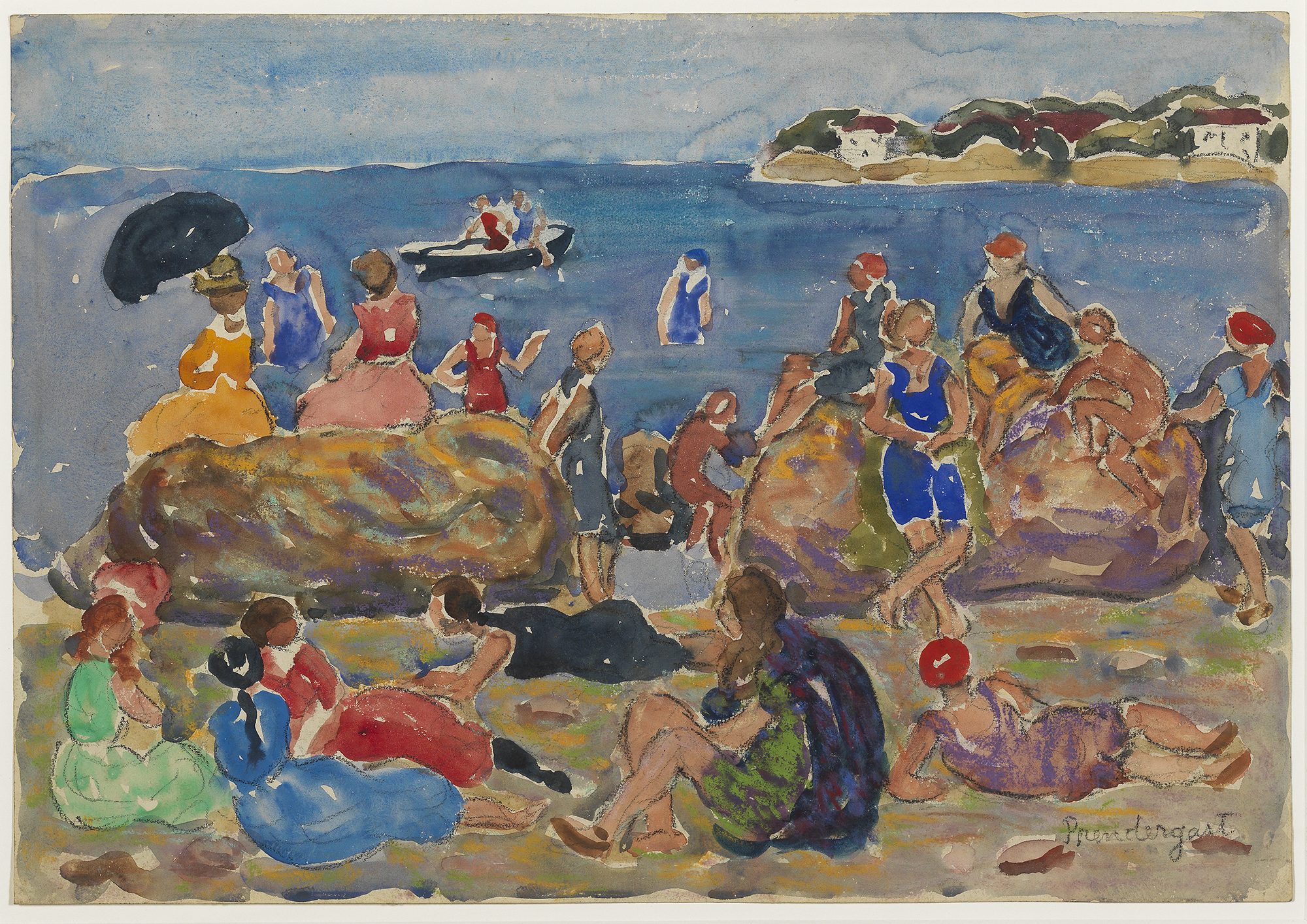Maurice Brazil Prendergast, (American, 1858-1924), The Cove, Gloucester, Mass., ca. 1920-1923. Watercolor, pastel and charcoal on paper, 13 7/8 x 19 7/8 in. Gift of Mrs. Charles Prendergast in honor of President John W. Chandler. 85.16.1 Maurice Brazil Prendergast, (American, 1858-1924), The Cove, Gloucester, Mass., ca. 1920-1923. Watercolor, pastel and charcoal on paper, 13 7/8 x 19 7/8 in. Gift of Mrs. Charles Prendergast in honor of President John W. Chandler. 85.16.1
