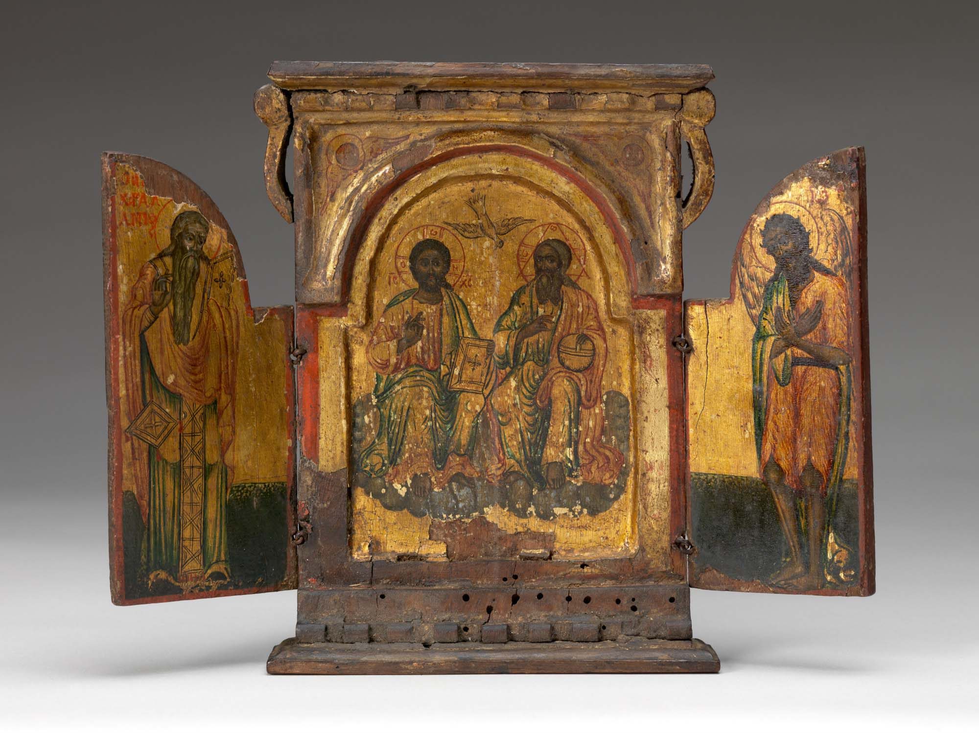 Unknown artist (Byzantine) Triptych, date unknown. Wood with polychrome and gilt, 8 1/4 x 10 1/2 x 1 1/4 in. Gift of Emerson Swift, 73.61.G