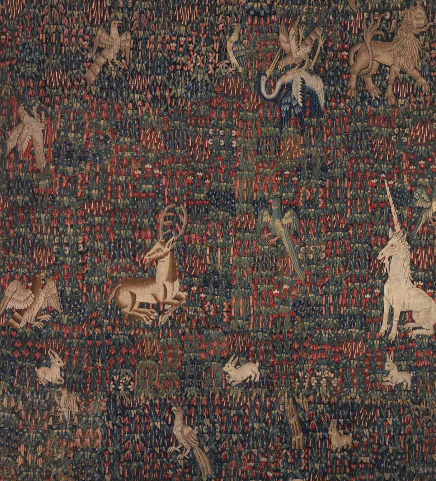 AnonymAnonymous (French), Tapestry from Chateau de Corances, Early 16th Century, Woold, Dims Overall: 94 3/4 x 88 7/16 in. (240.6 x 224.7 cm), Gift of Miss Lois Clarke 64.11ous (French), Tapestry, Early 16th Century