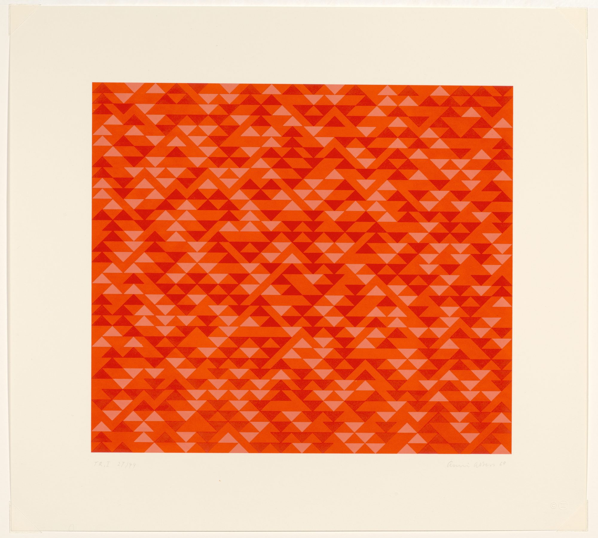 Anni Albers, TR I, 1969. Color lithograph on paper, 14 x 15 15/16 in. Gift of Frederick M. Myers, Class of 1943. 81.46.1