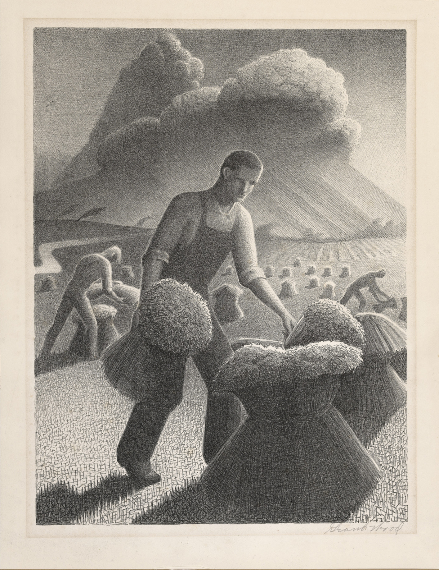 Grant Wood, Approaching Storm, 1940. Lithograph, 11 3/4 x 8 7/8 in. Gift of Susan and Stuart Crampton, Class of 1958. M.2003.17.3