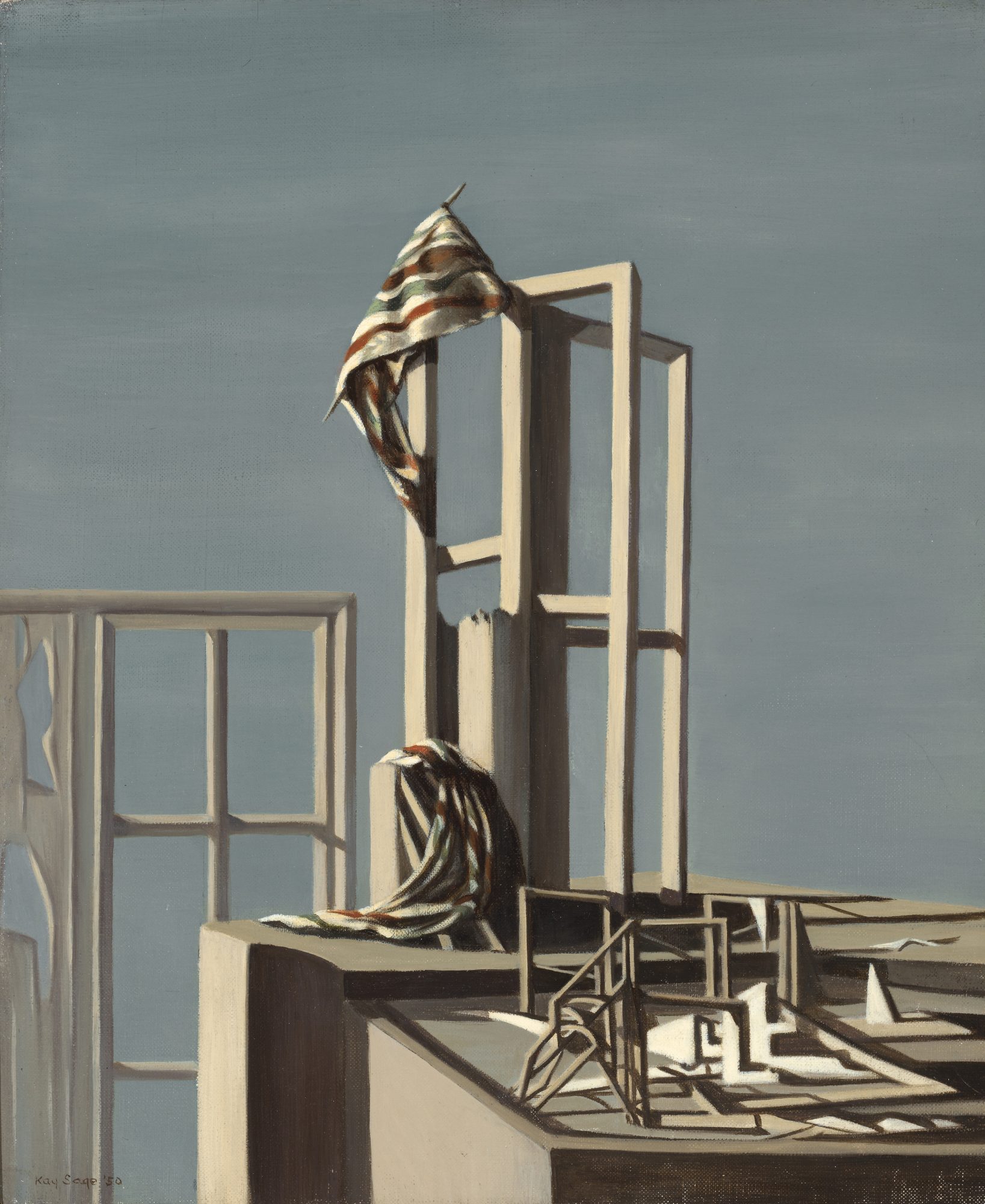 Kay Sage (American, 1898-1963), Page 49, 1950. Oil on canvas, 18 1/8 x 15 1/8 in. Bequest of Kay Sage Tanguy. 64.23