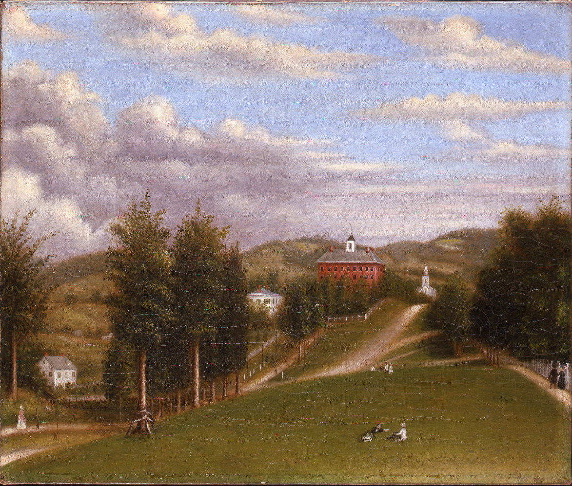 Anonymous (American) , 1872, View of Williams College: Griffin Hall looking toward West College, 14 15/16 x 17 15/16 in. (38 x 45.5 cm)
frame: 18 5/16 x 21 5/16 in. (46.5 x 54.2 cm), Gift of Rev. Charles Jewett Collins, Class of 1845, PA.15 Anonymous (American) , 1872, View of Williams College: Griffin Hall looking toward West College, 14 15/16 x 17 15/16 in. (38 x 45.5 cm) frame: 18 5/16 x 21 5/16 in. (46.5 x 54.2 cm), Gift of Rev. Charles Jewett Collins, Class of 1845, PA.15